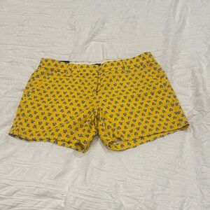 J. Crew Yellow Shorts with Blue Floral Design